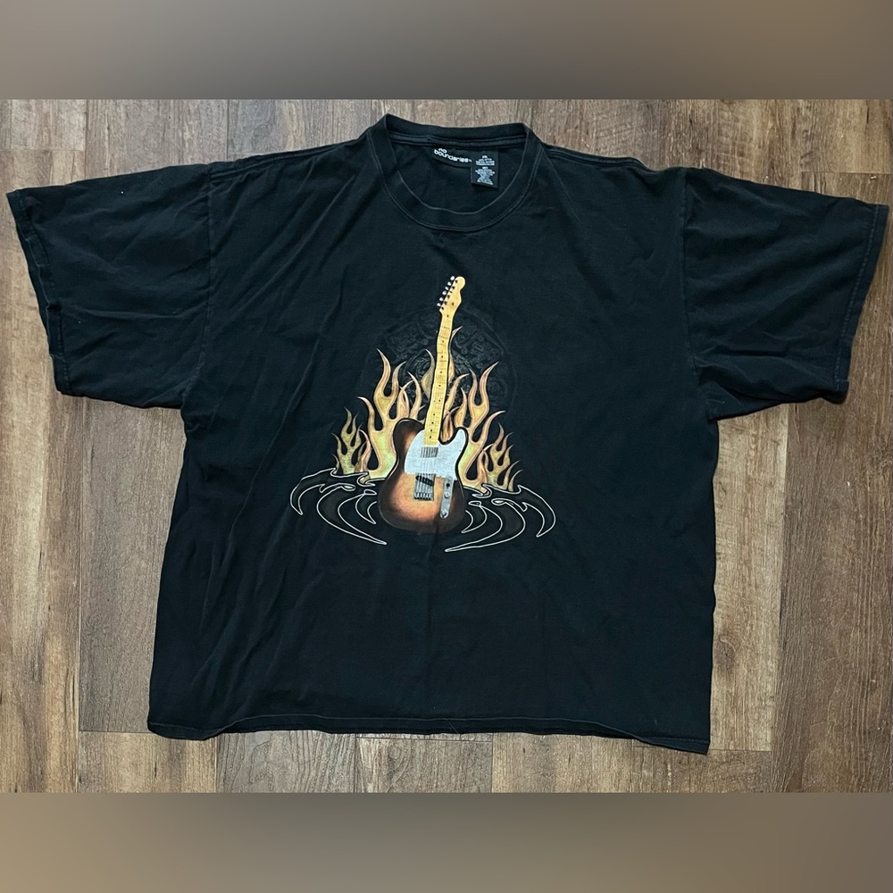 Vintage No Boundaries black guitar flame graphic tee men’s size 2XL